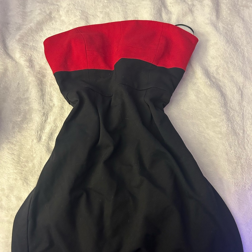 Red and Black Strapless Dress